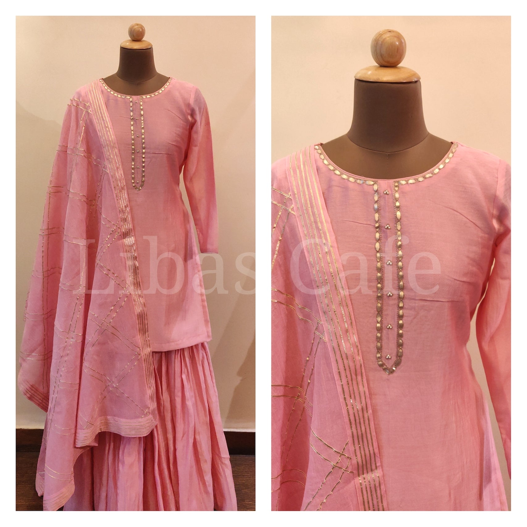 Baby Pink Chanderi Gharara Suit